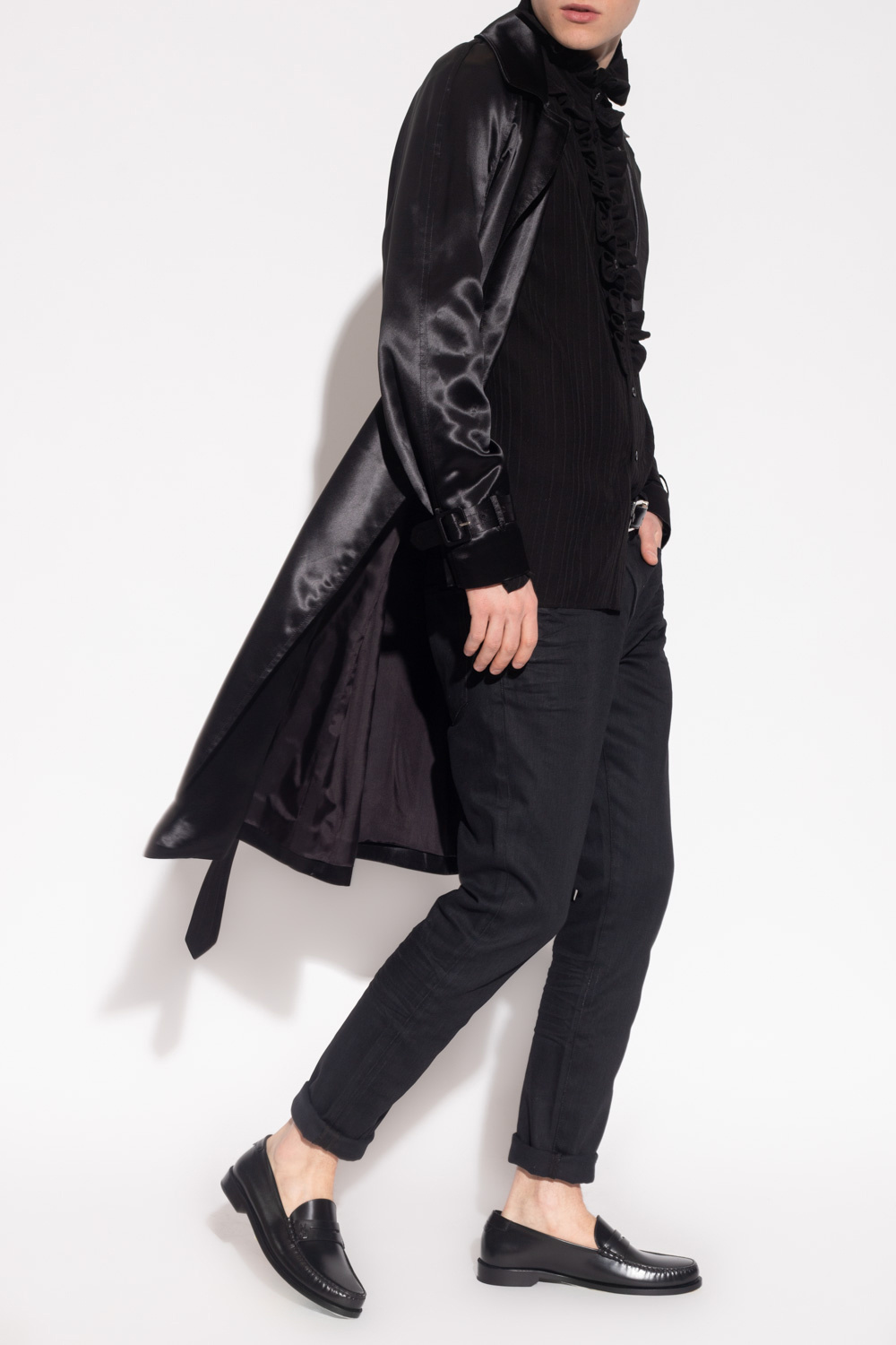 Black satin outlet coat